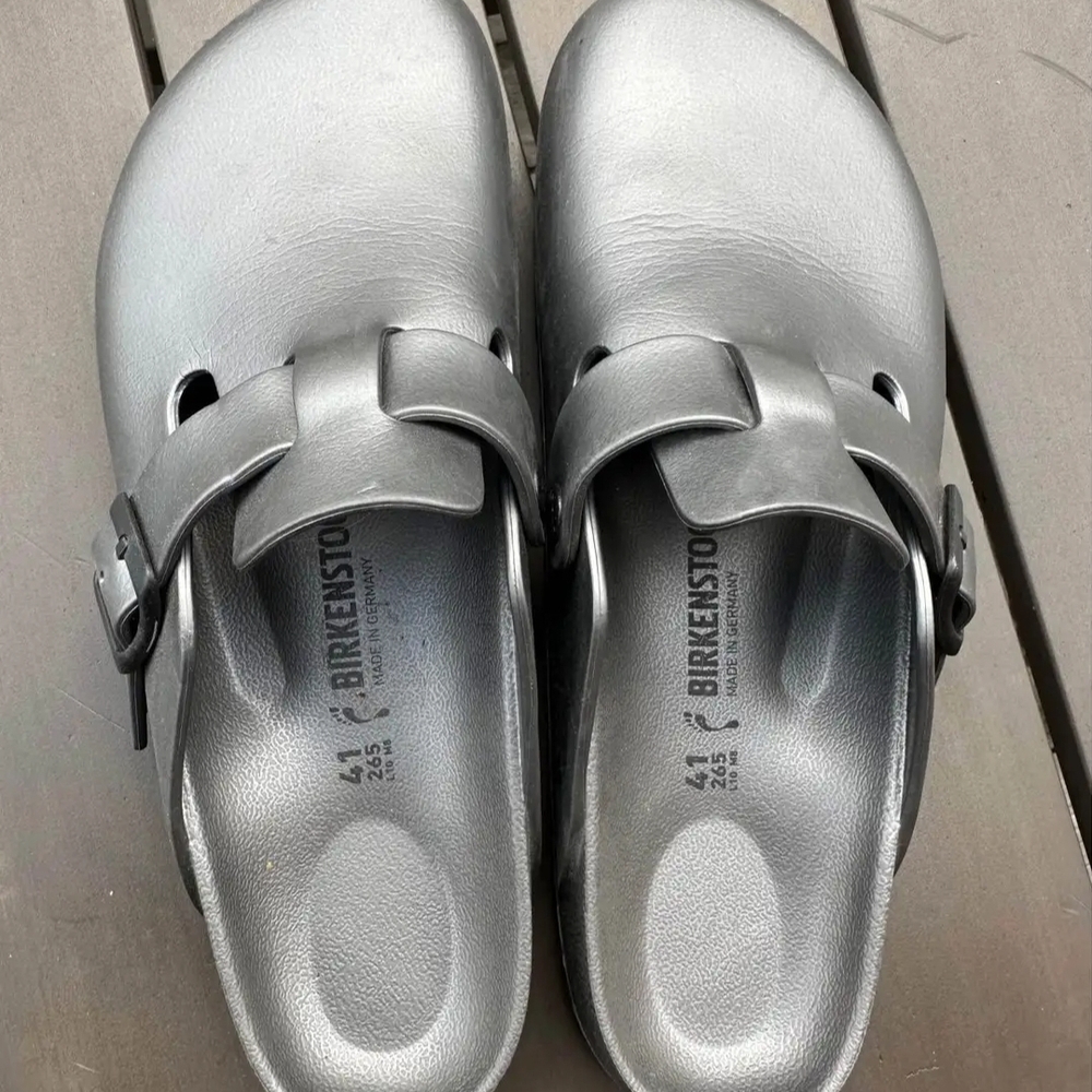 Birkenstock Metallic Gray Clogs